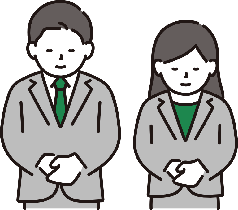 お辞儀する男性と女性